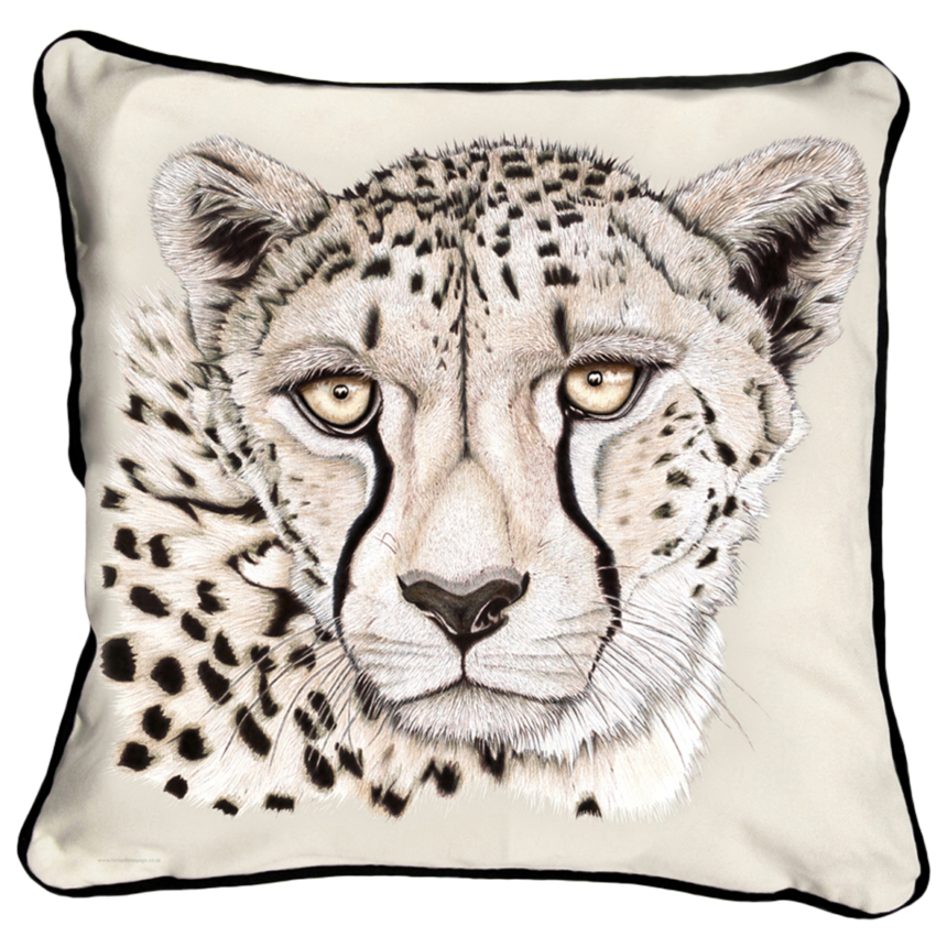 ClassicB010200122 Cheetah Cushion Cover Size 45cm Square Black Backing & Piping