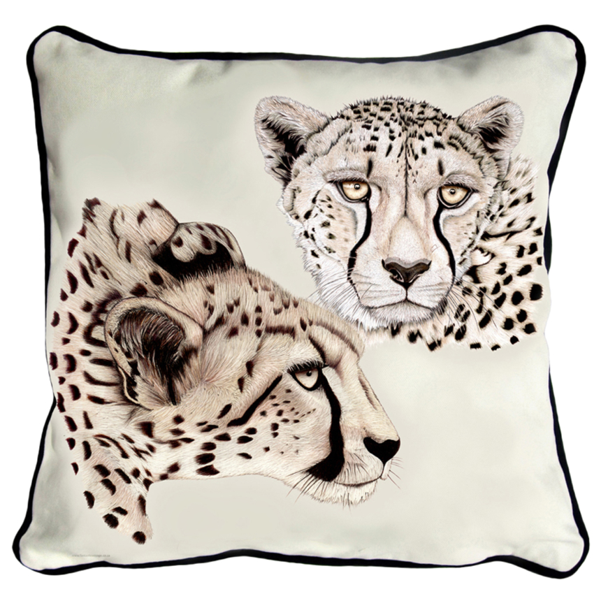 ClassicB010300122 Cheetah Cushion Cover Size 45cm Square Black Backing & Piping