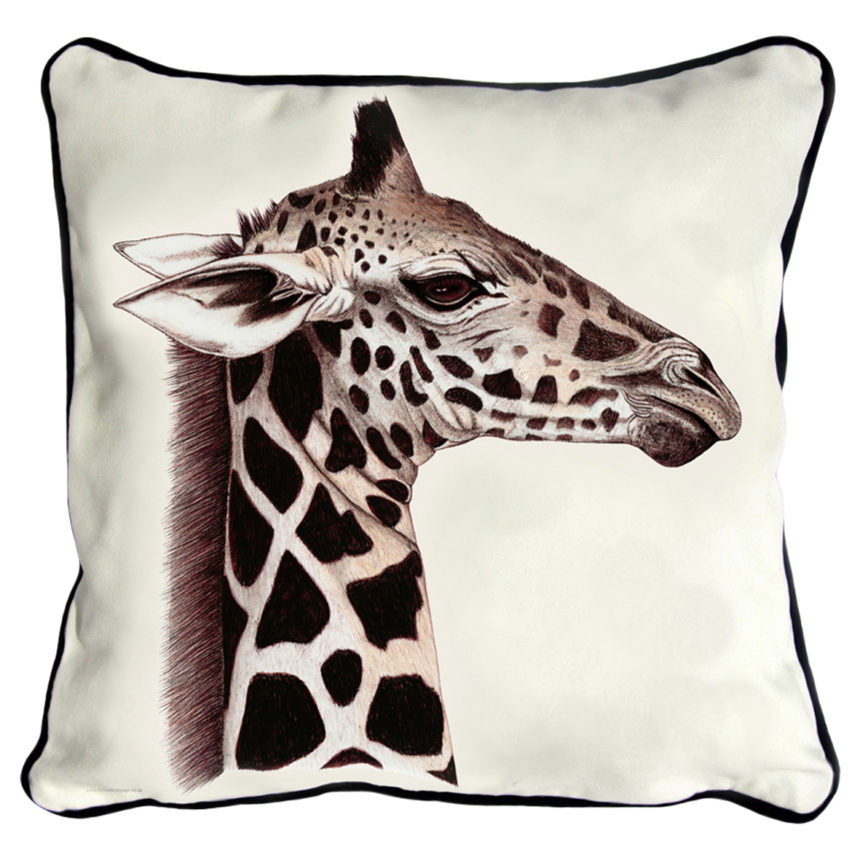 ClassicB020100122 Giraffe Cushion Cover Size 45cm Square Black Backing & Piping