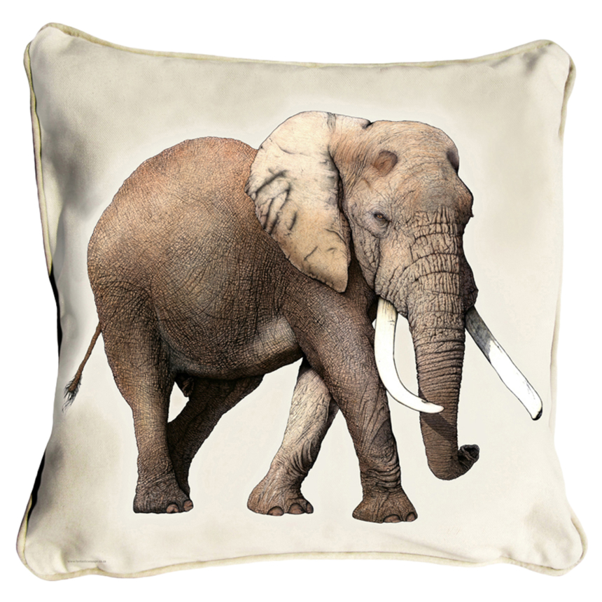 ClassicB030100111 Elephant Cushion Cover Size 45cm Square Stone Backing & Piping