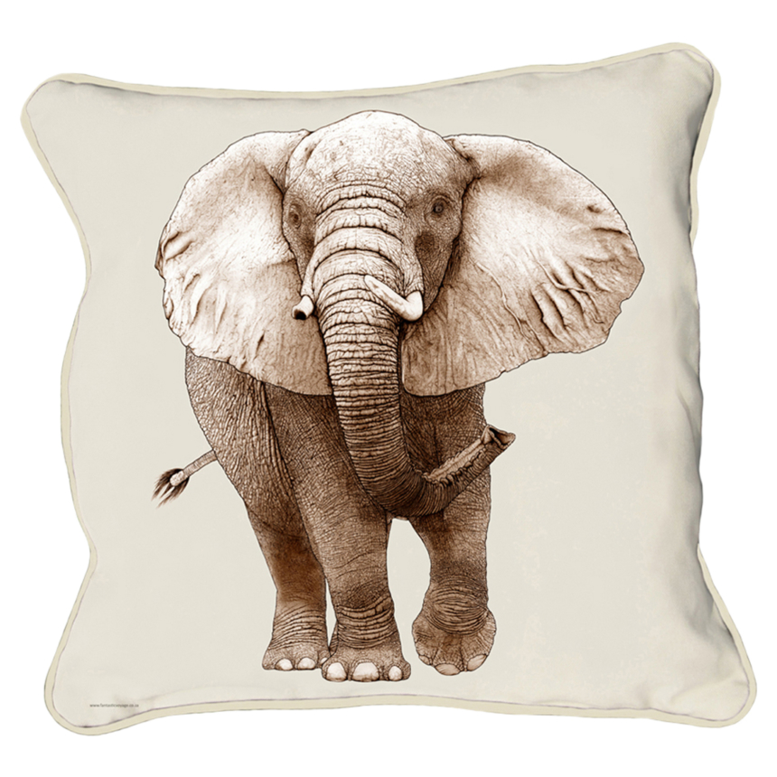 ClassicB030200111 Elephant Cushion Cover Size 45cm Square Stone Backing & Piping