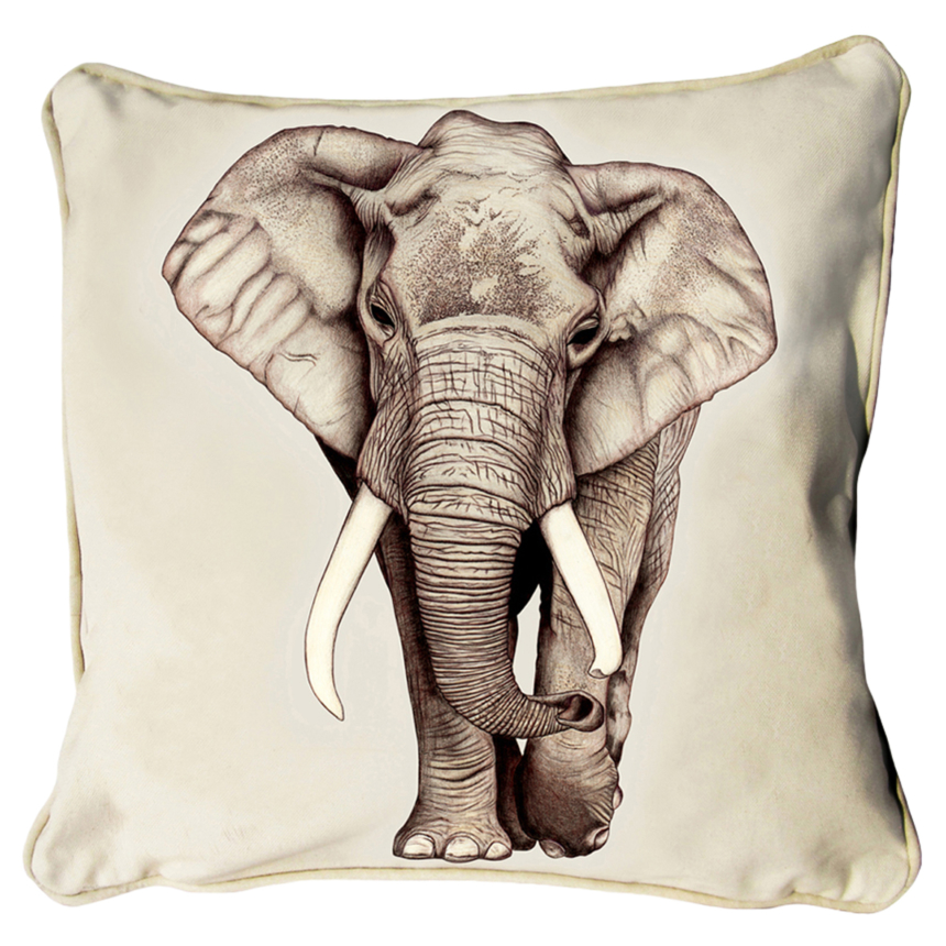 ClassicB030300111 Elephant Cushion Cover Size 45cm Square Stone Backing & Piping