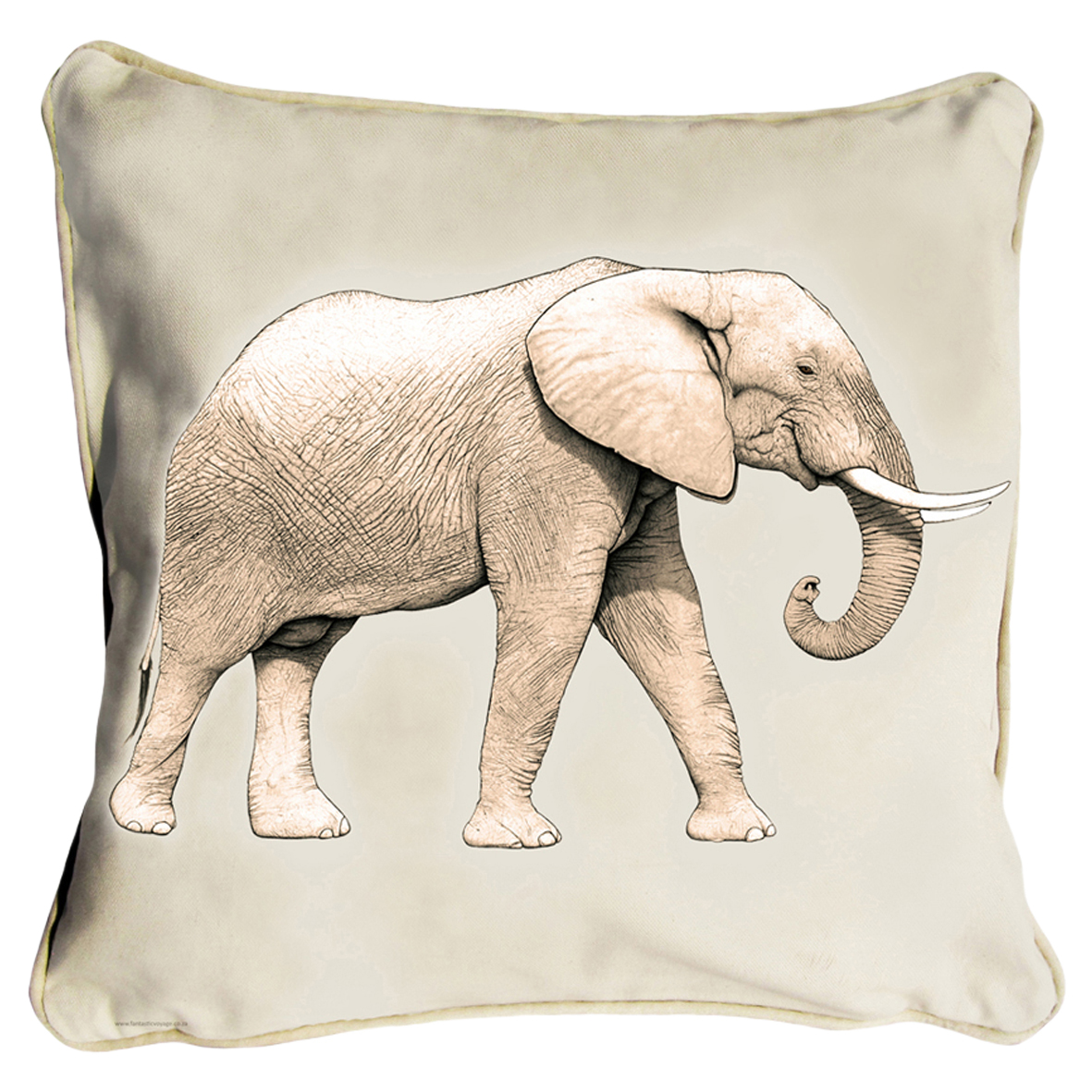 ClassicB030400111 Elephant Cushion Cover Size 45cm Square Stone Backing & Piping