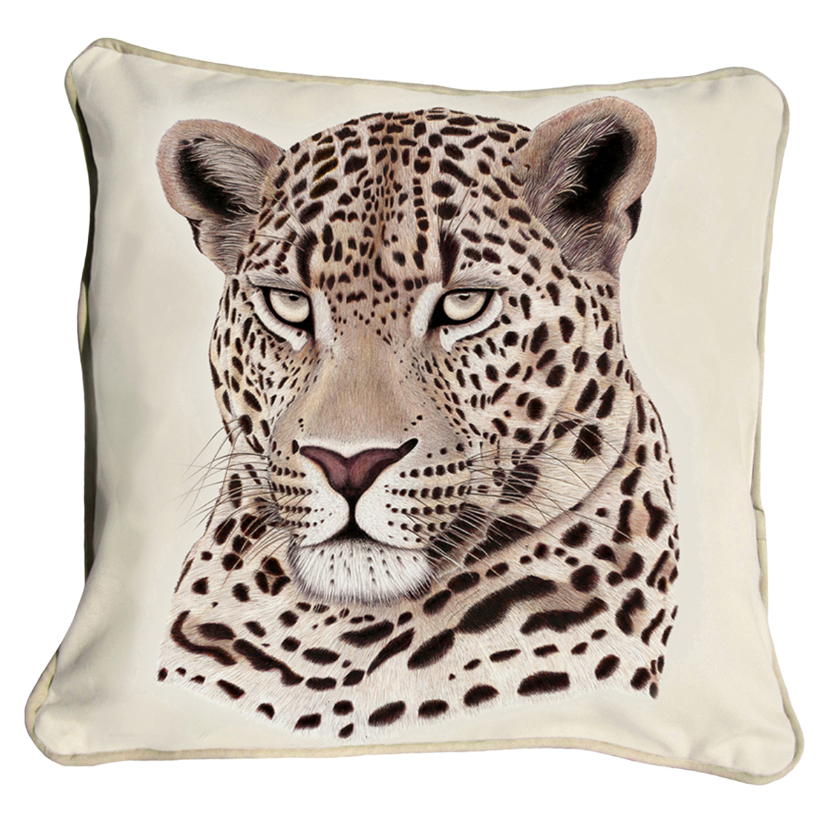 ClassicB050100111 Leopard Cushion Cover Size 45cm Square Stone Backing & Piping