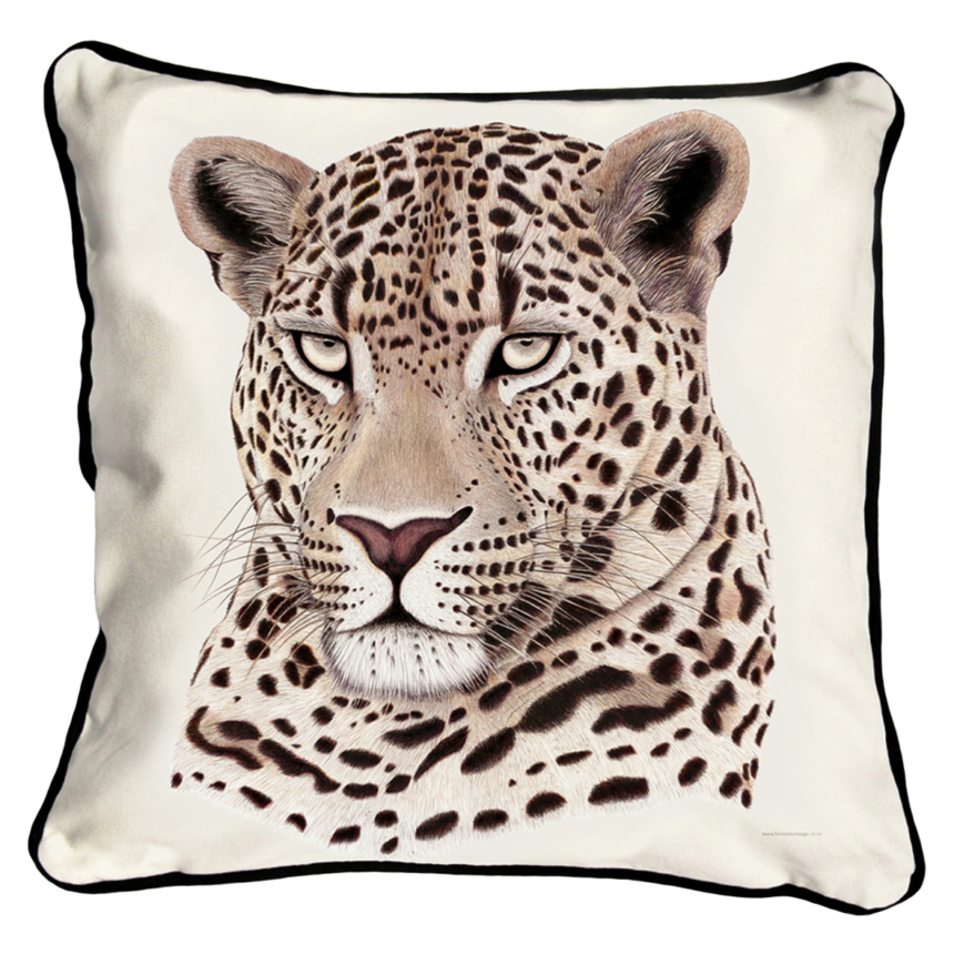 ClassicB050100122 Leopard Cushion Cover Size 45cm Square Black Backing & Piping