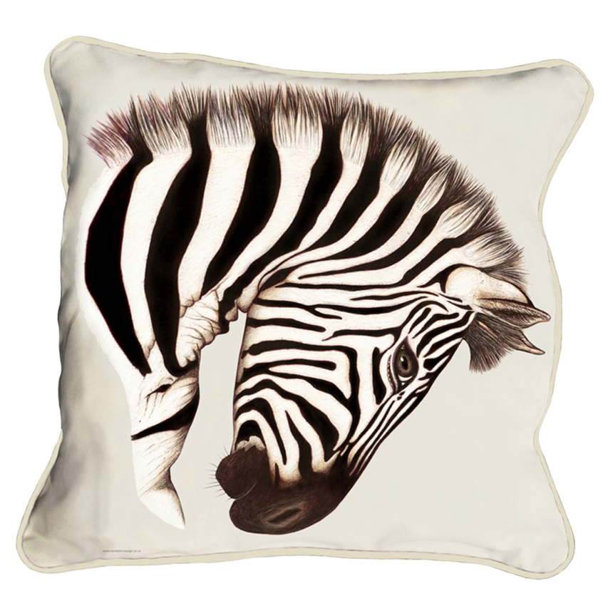 ClassicB060100111 Zebra Cushion Cover Size 45cm Square Stone Backing & Piping