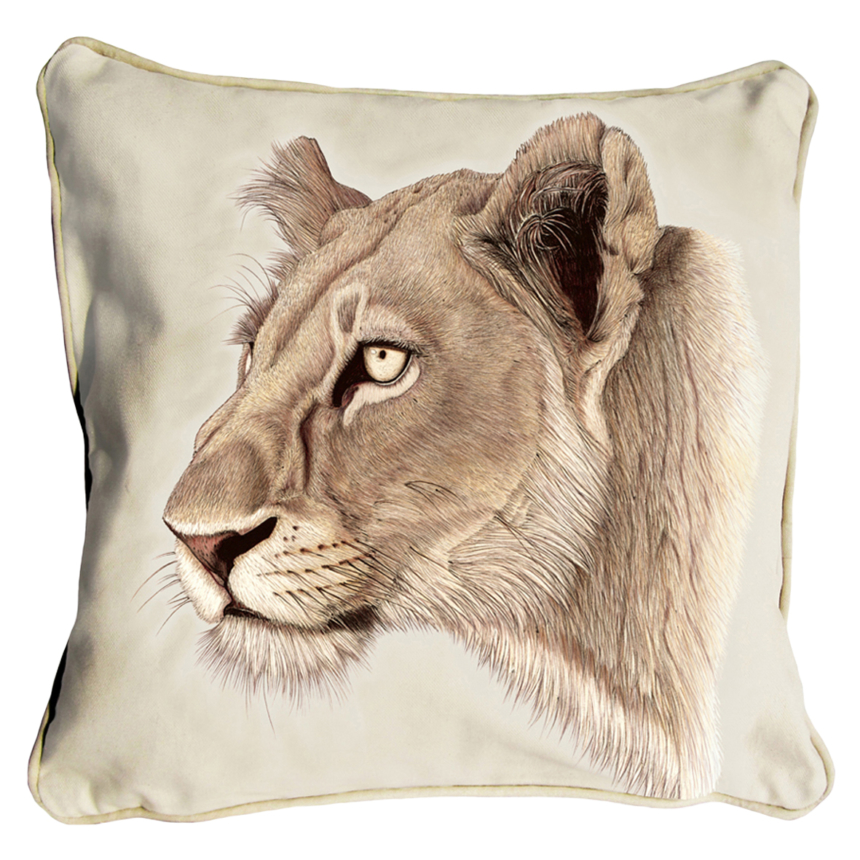 ClassicB070100111 Lioness Cushion Cover Size 45cm Square Stone Backing & Piping