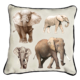 ClassicB180300122 Elephants Cushion Cover Size 45cm Square Black Backing & Piping