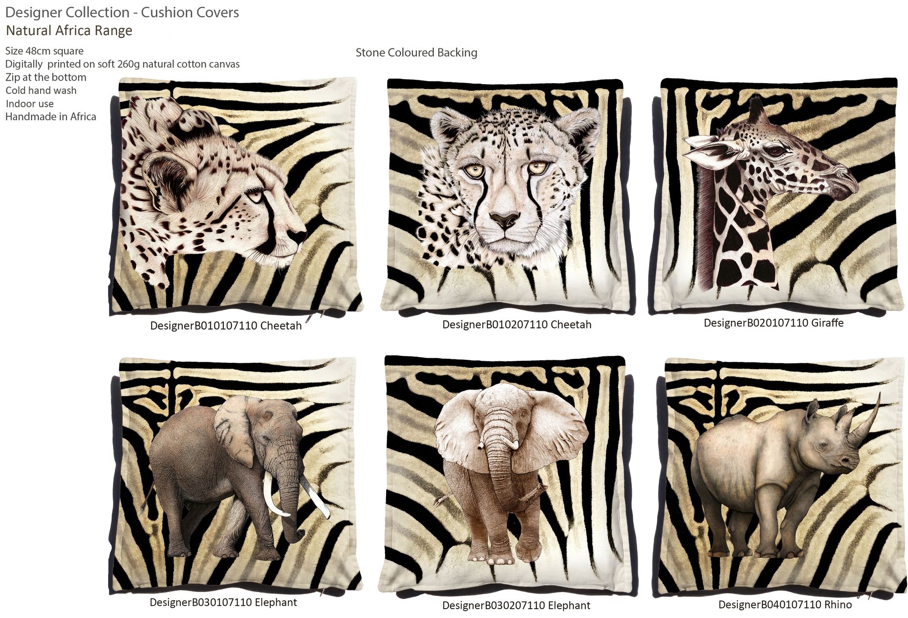 Designer Collection Natural Africa Range Cushion Covers