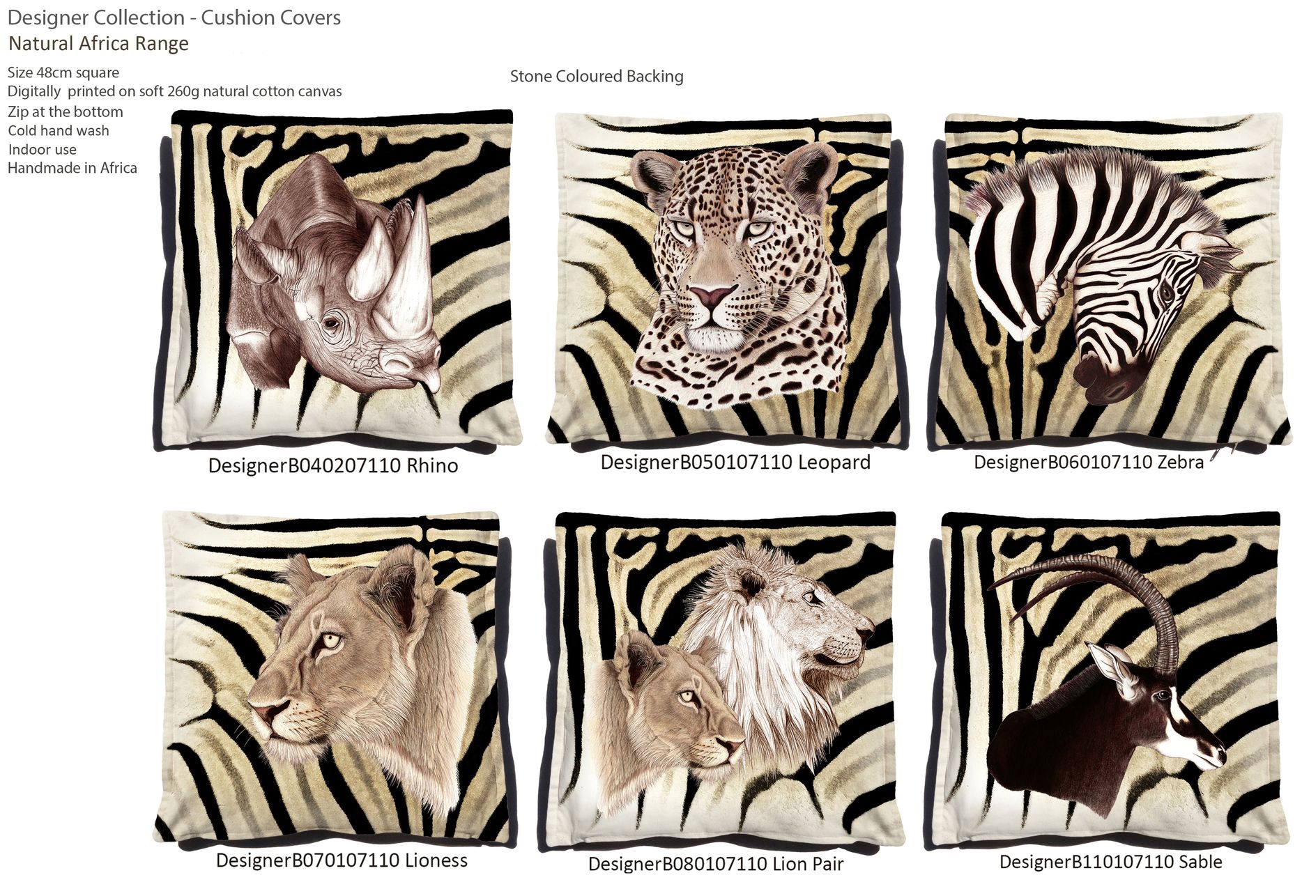 Designer Collection Natural Africa Range Cushion Covers