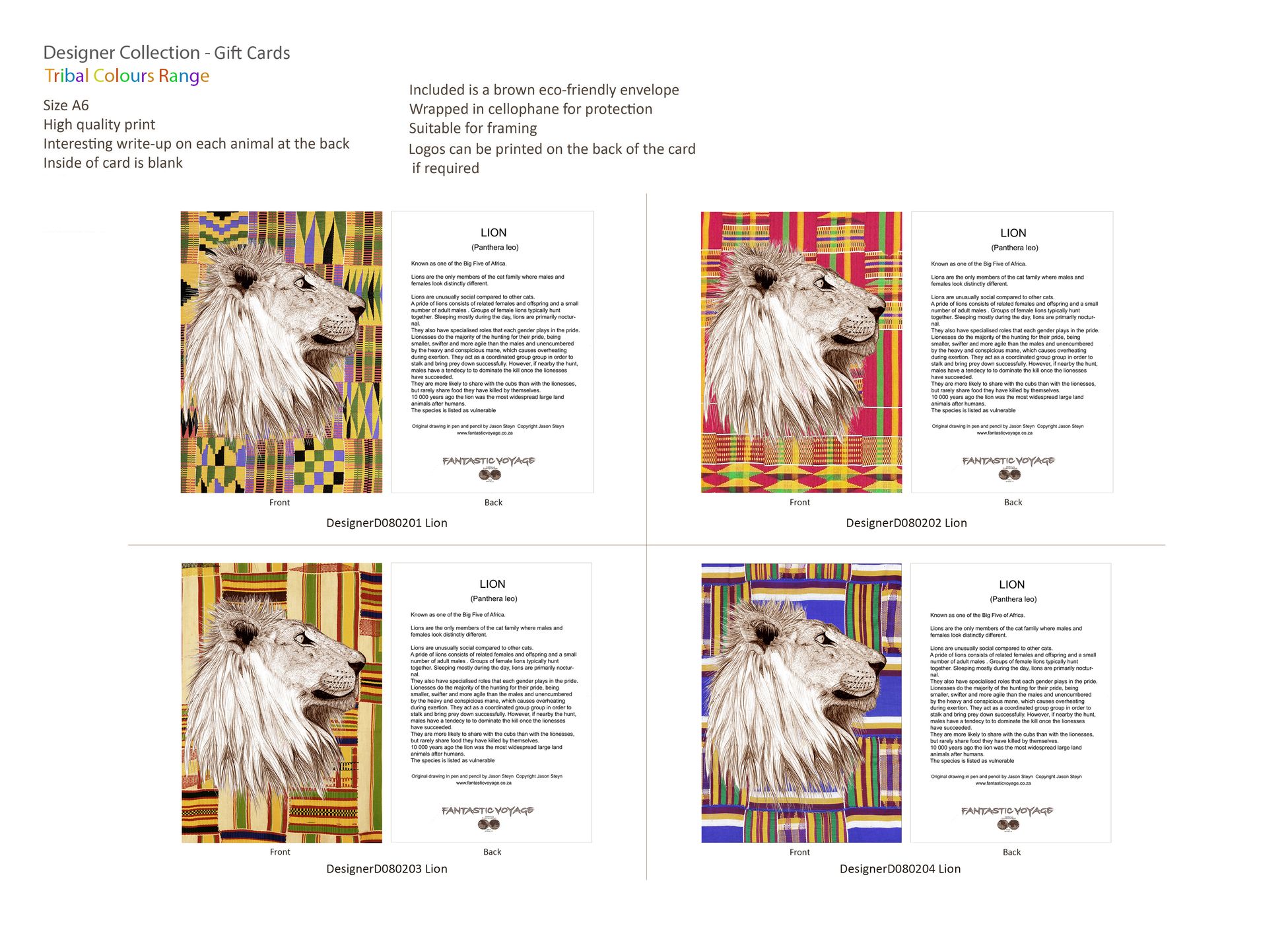 Designer Collection Tribal Colours Range Gift Cards