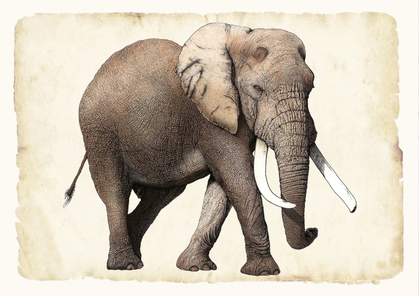 ClassicG0009 Elephant Collectors Prints Size A4