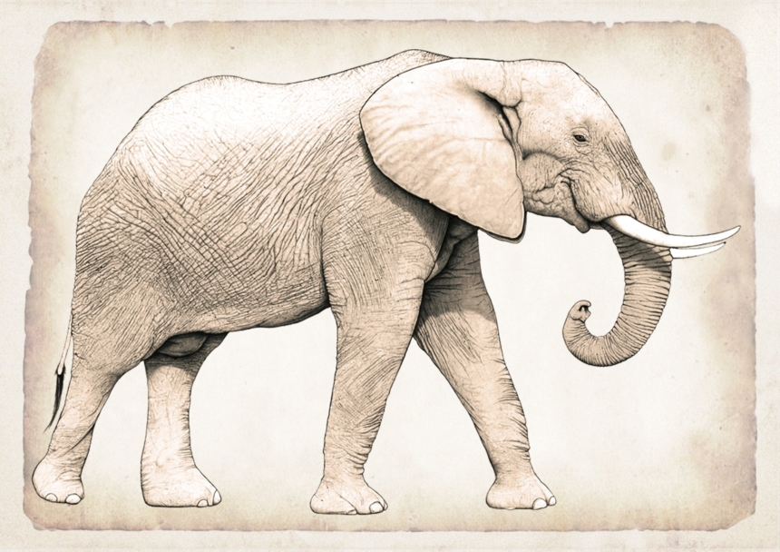 ClassicG0010 Elephant Collectors Print Size A4