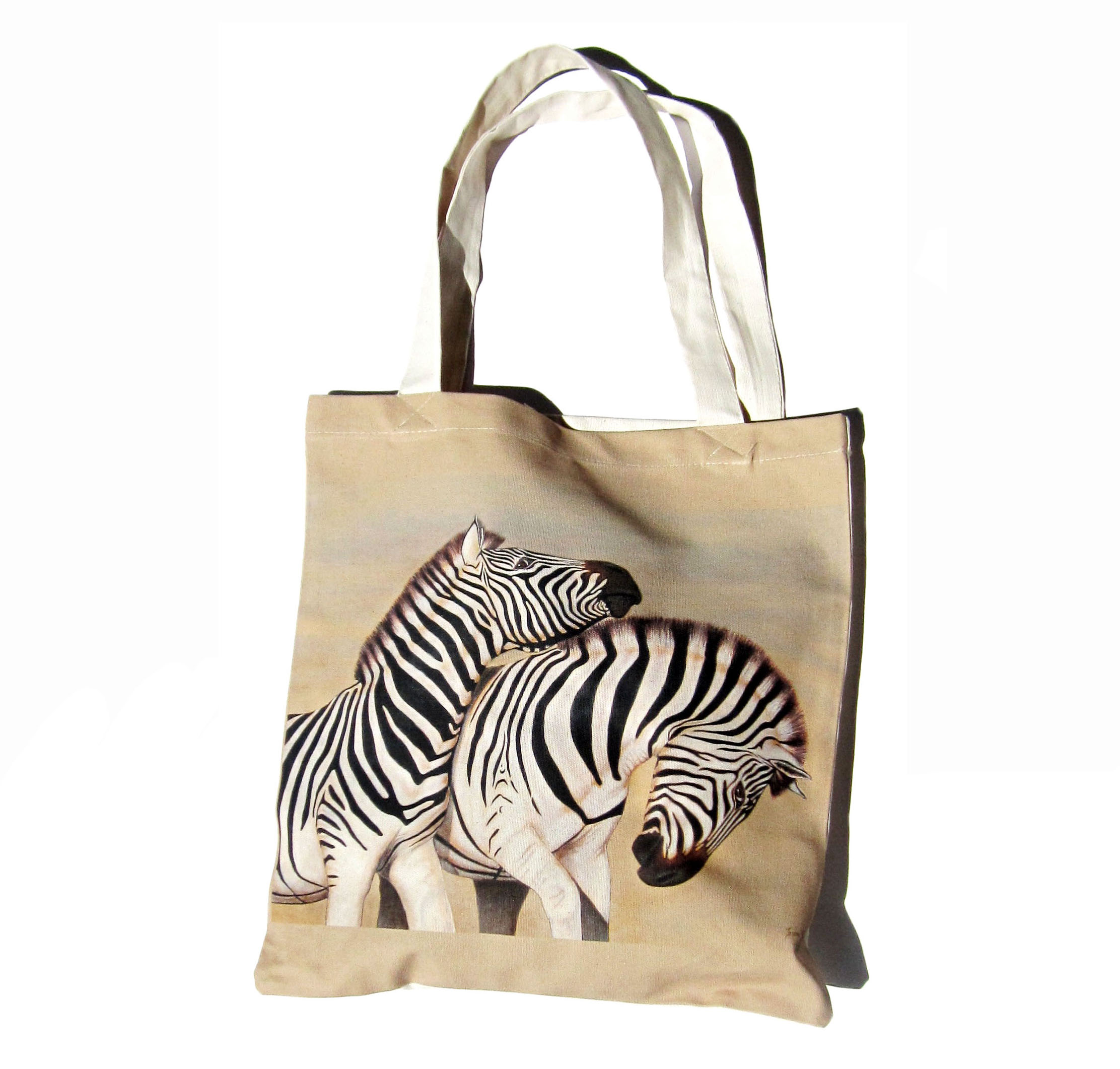 Designer Collection Natural Africa Range Canvas Bag - DesignerSC0603011 Two Zebras