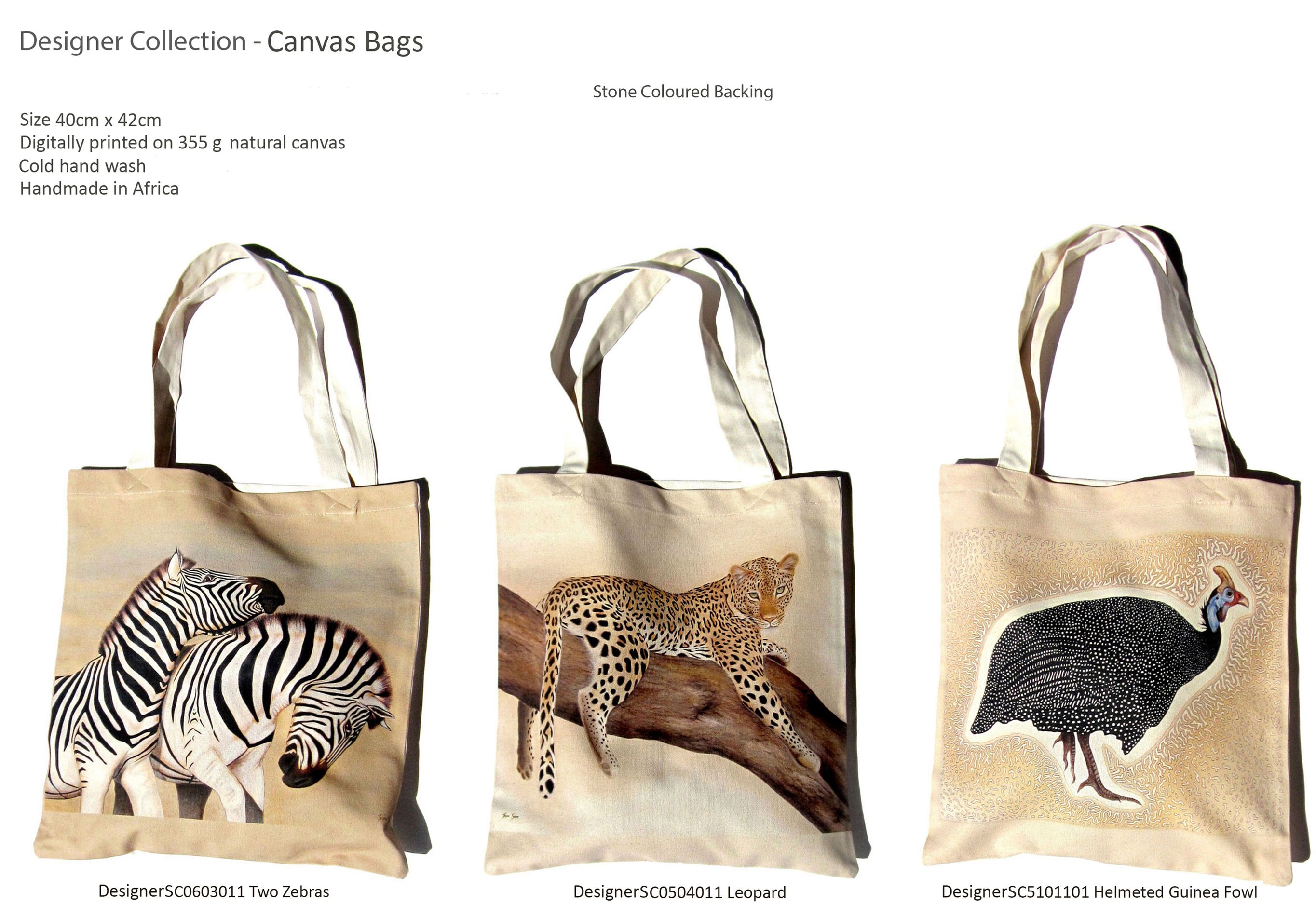 Designer Collection Natural Africa Range Canvas Bags
