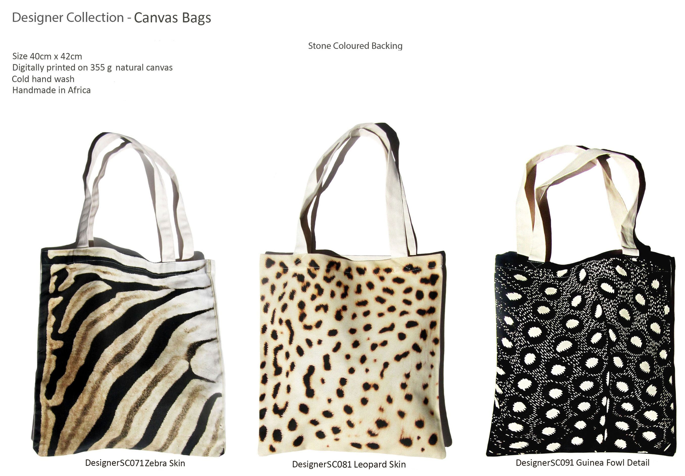 Designer Collection Natural Africa Range Canvas Bags