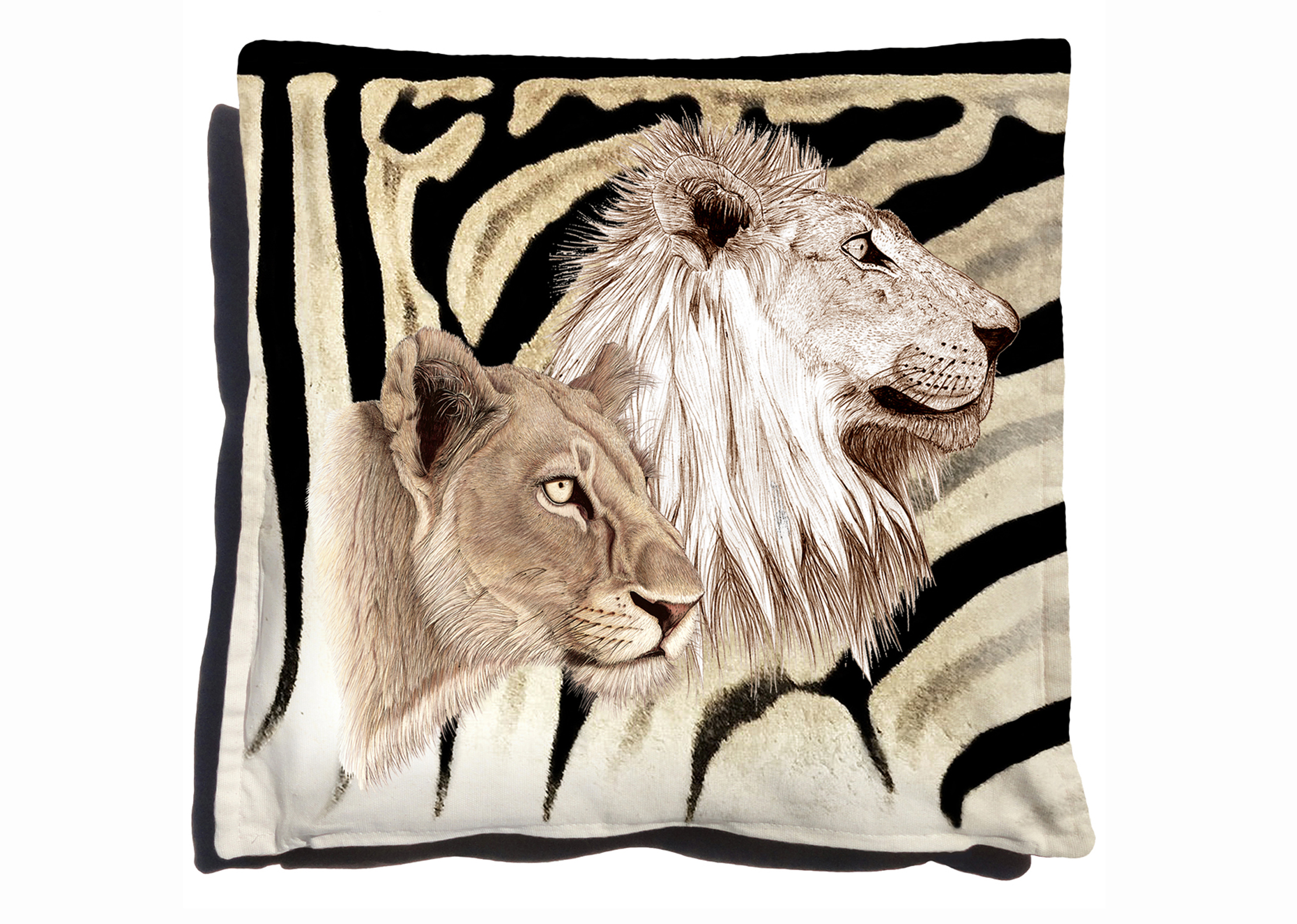 Designer Collection Natural Africa Range Cushion Cover DesignerB090107110 Lion Pair