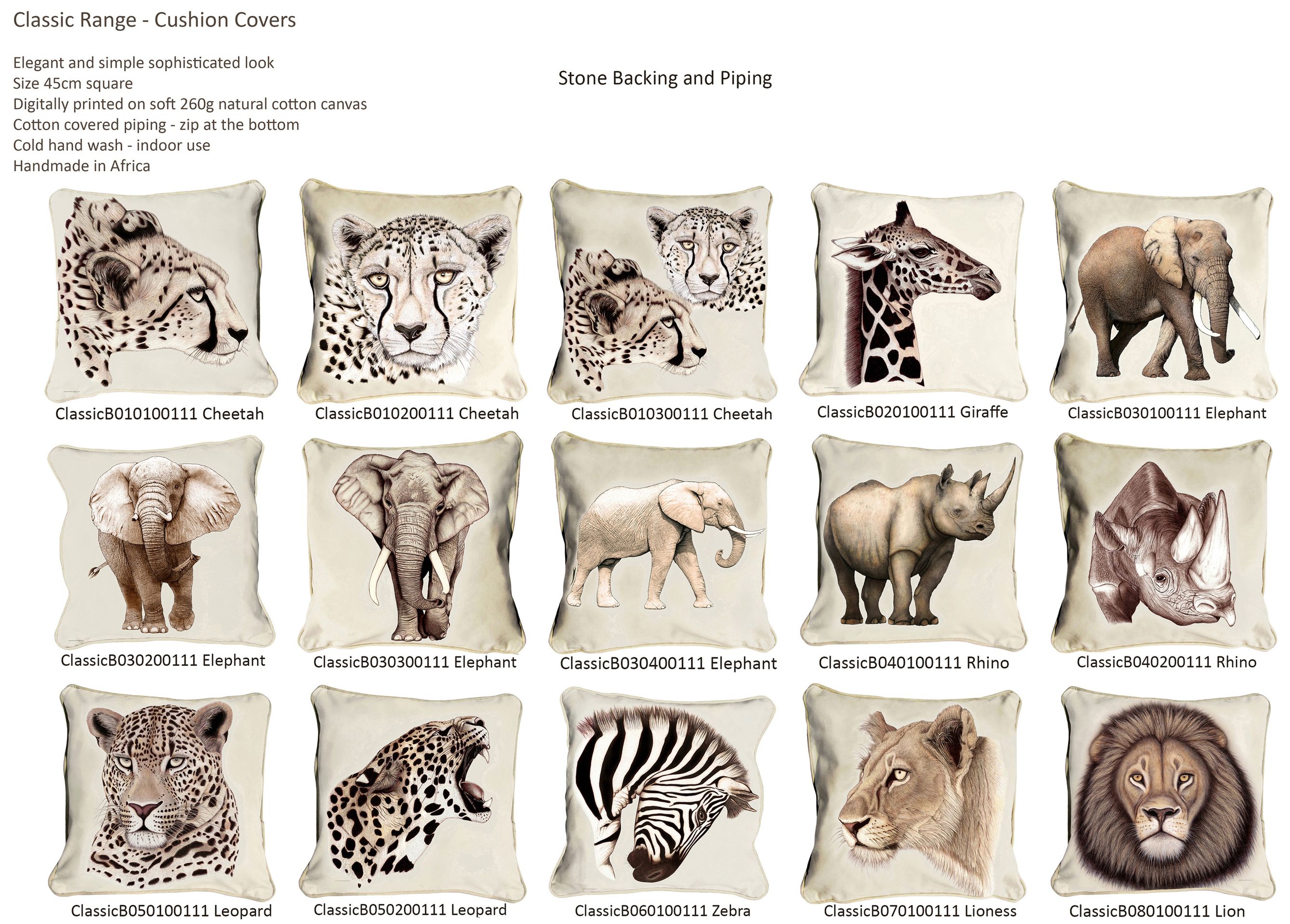 Classic Range Cushion Covers Stone Backing & Piping