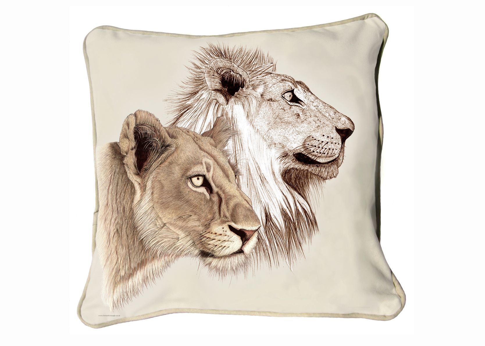 Classic Range Cushion Cover Stone Backing & Piping ClassicB090100111 Lion Pair