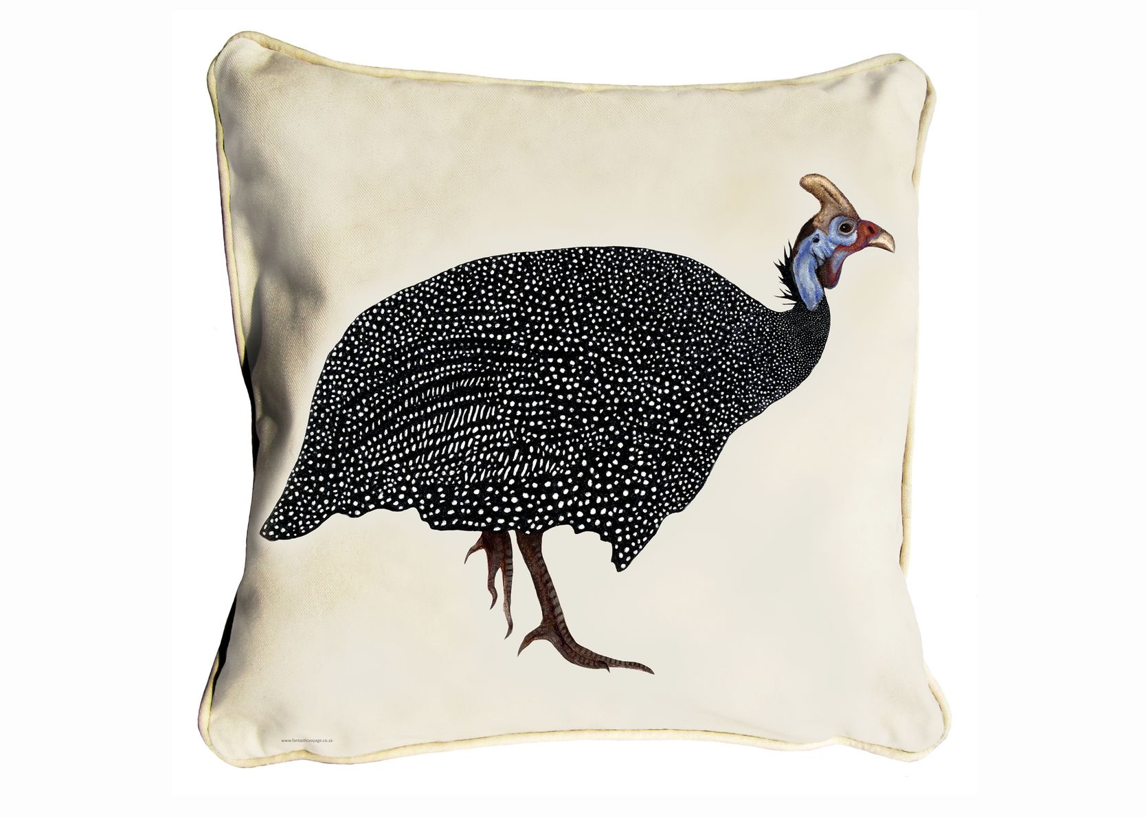 Classic Range Cushion Cover Stone Backing & Piping ClassicB510100111 Helmeted Guinea Fowl