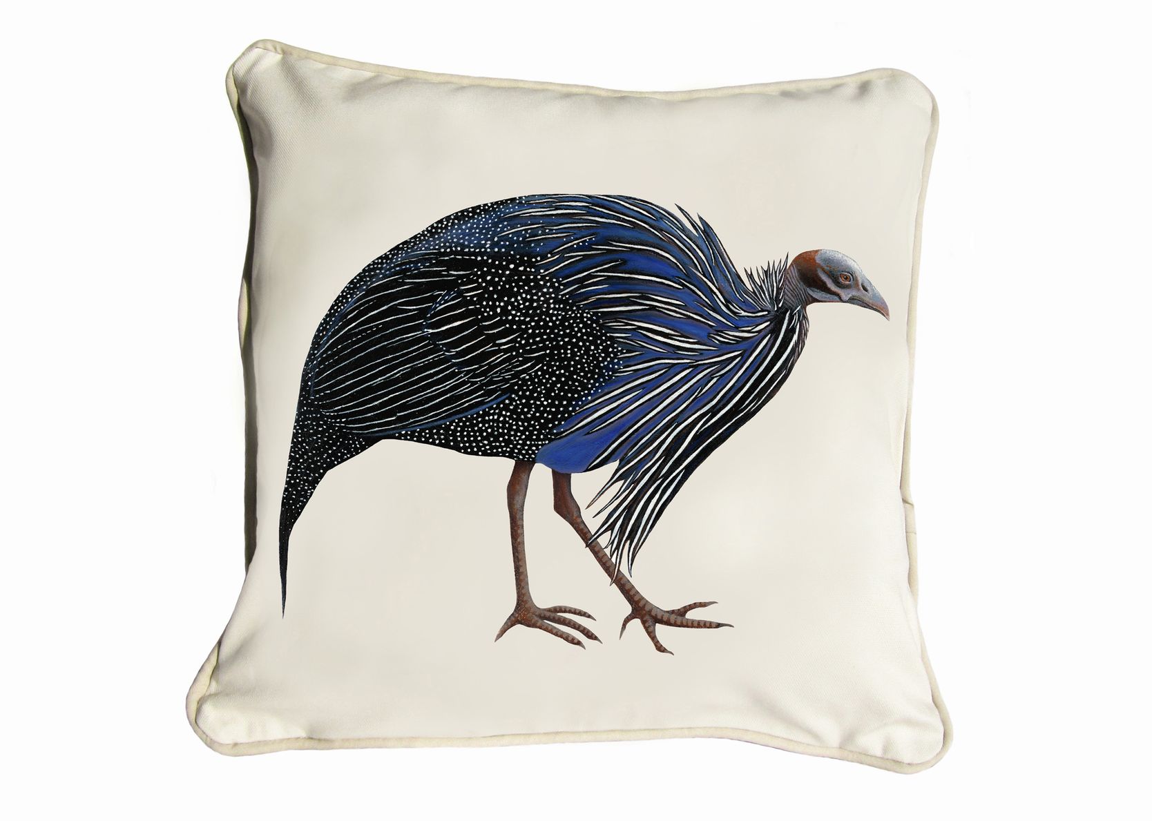 Classic Range Cushion Cover Stone Backing & Piping ClassicB520100111 Vulturine Guinea Fowl