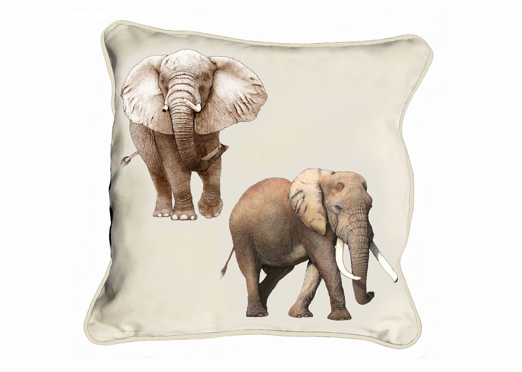 Classic Range Cushion Cover Stone Backing & Piping ClassicB820100111 Elephants