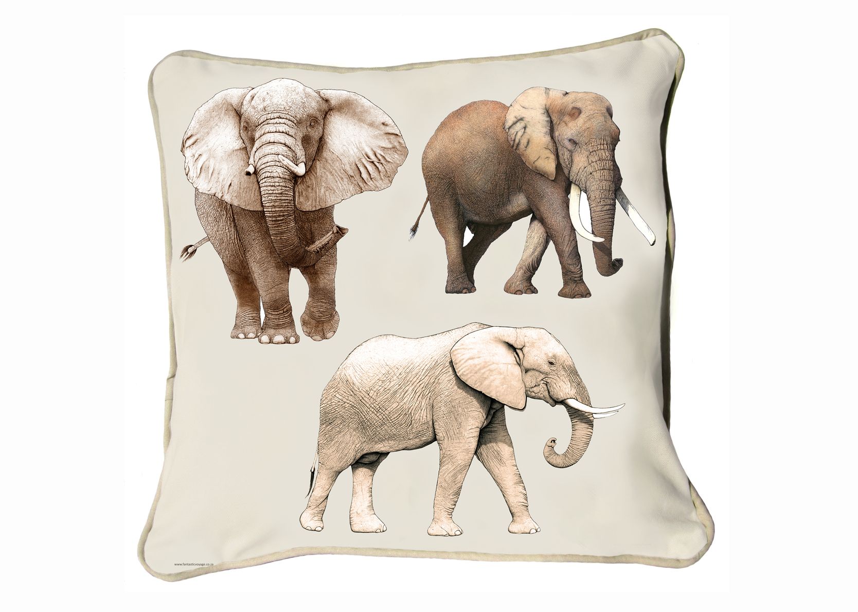 Classic Range Cushion Cover Stone Backing & Piping ClassicB820200111 Elephants