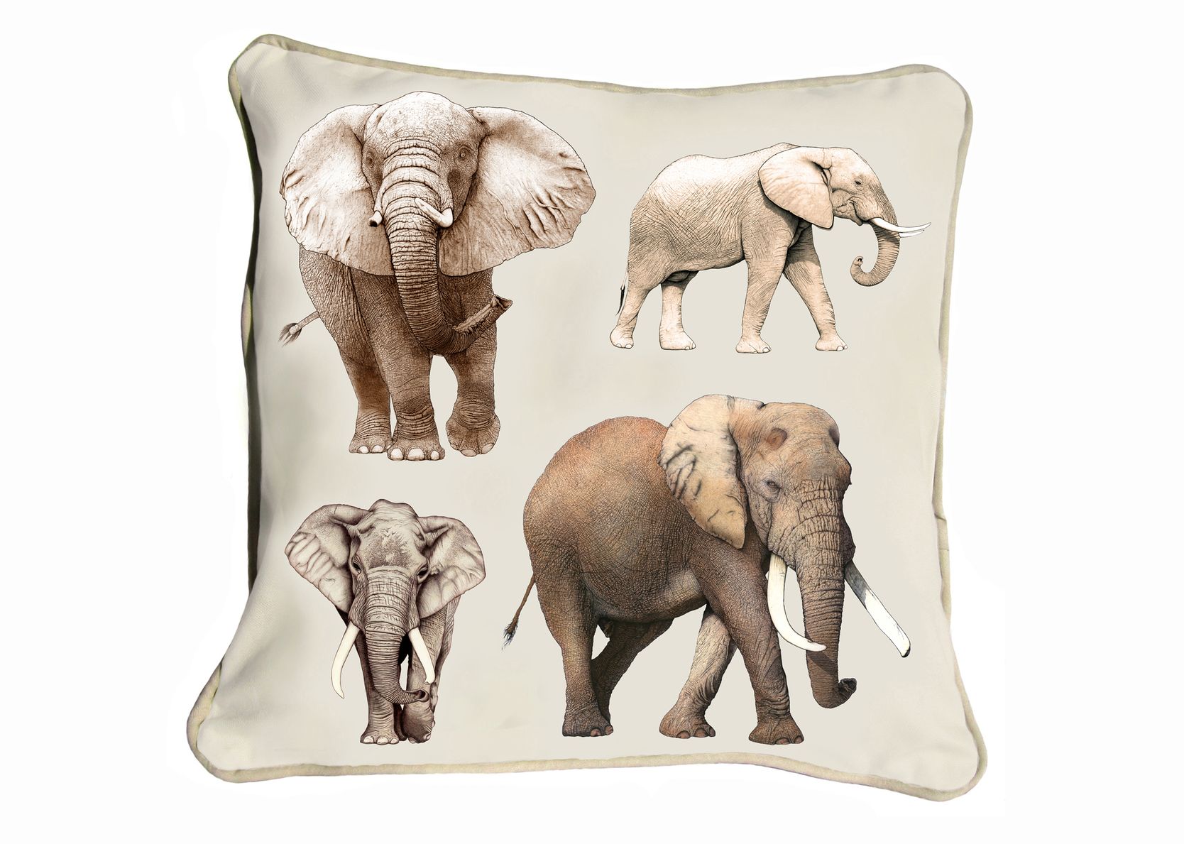 lassic Range Cushion Cover Stone Backing & Piping ClassicB820300111 Elephants