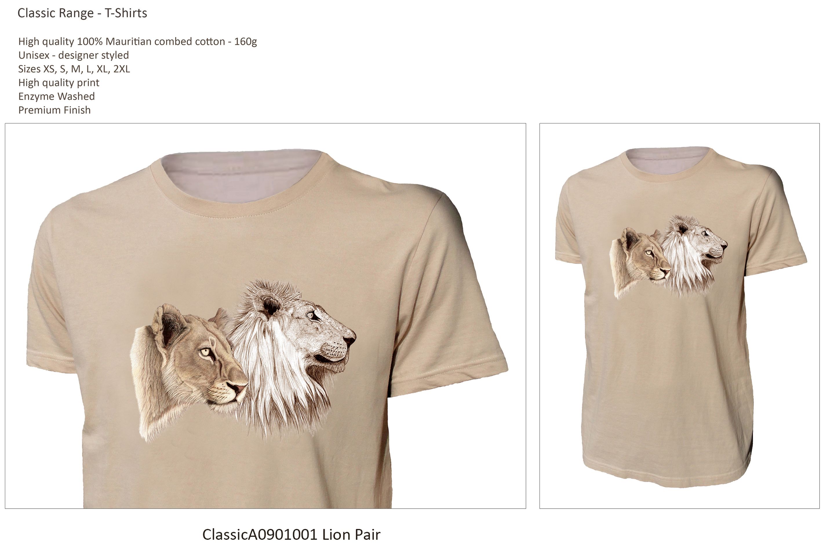 Classic Range T-Shirt ClassicA0901001 Lion Pair